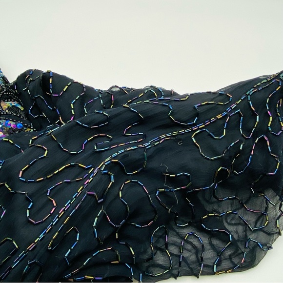 GOLD STAR BLACK BEADED SKIRT AND BLOUSE OUTFIT VINTAGE - Picture 7 of 10